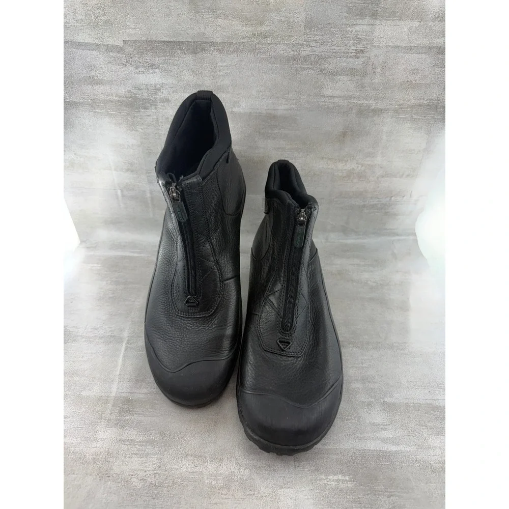 Clarks Men Sz 11M Black Leather Front Zip Waterproof Ankle Boots 85228